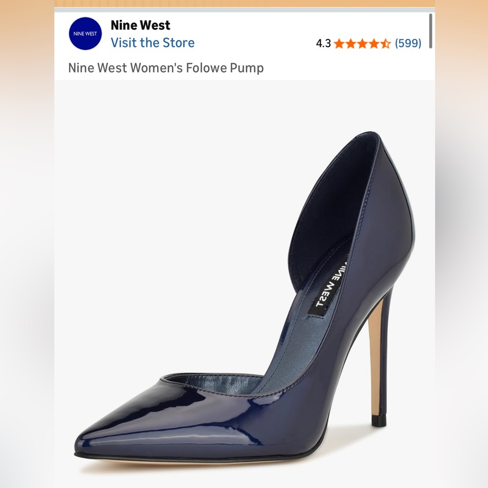 Nine West Folowe Pump D'ORSAY POINTY TOE PUMPS blue navy holographic heels